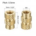 Uxcell Knurled Insert Nut M3 X 8mm L 5mm Od Female Thread Brass Embedding 100 Pcs