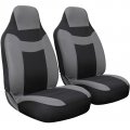 Oxgord Car Seat Cover Poly Cloth Two Toned Gray Front Low Bucket -universal Fit Cars Trucks Suvs Vans 2 Pc Set 