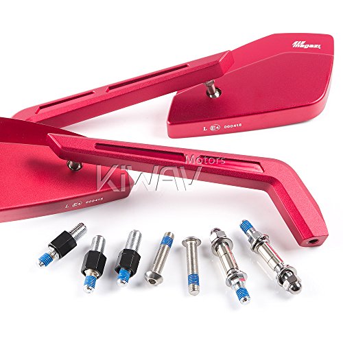 Kiwav Magazi Mirrors Cnc Aluminum Sharp Look Cleaver Red 10mm 5 16 Motorcycle