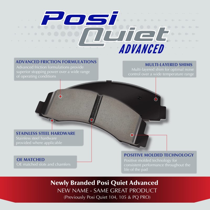 Centric 105 13541 Posi Quiet Premium Ceramic Disc Brake Pad Set For Select Toyota Model Years