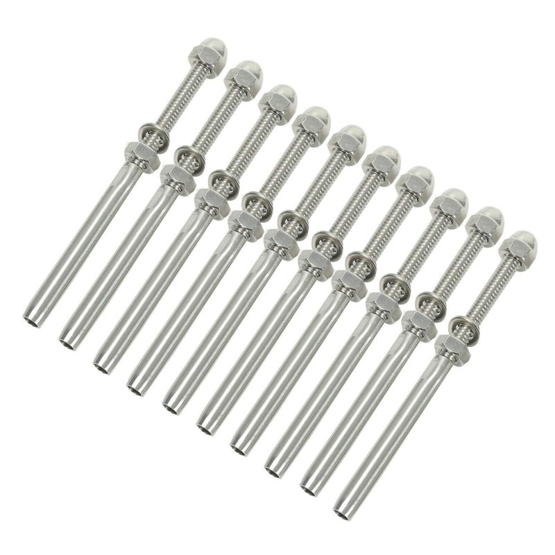 Blackhorse-racing Cable Railing Swage Threaded Stud Tension End Fitting Terminal For 3 16 Deck Hand T316 Stainless Steel Marine