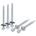 12x3 In Self Drilling Screws With Epdm Rubber Washers 200 Pieces Zinc Plated Hex Head Tapping For Metal Roofing And Wood 