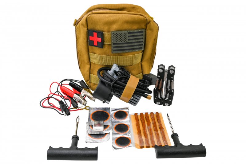 V1 Motor Motorcycle Atv Utv Flat Repair Kit Tubeless Tube Tire With Mini Air Compressor