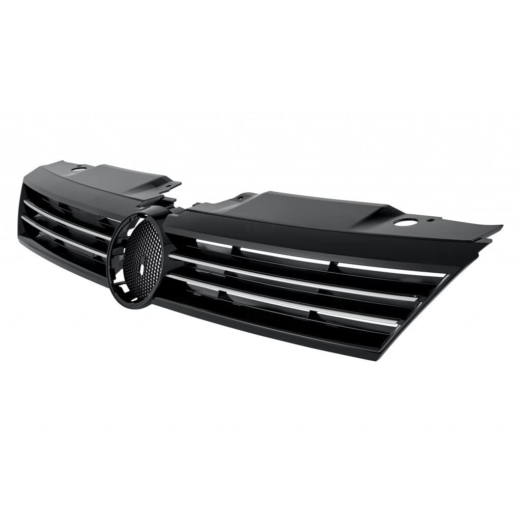 Front Grille For Volkswagen Jetta 2011 To 2014 Sedan Black Chrome 5c6853651azll Vw1200149 Standard Style Snap On Replacement