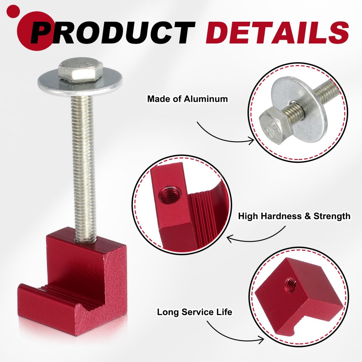 J Hook Crossover Aluminum Truck Toolbox Mounting Kit Pickup Tool Box Mount Tie Down With Fastening Nut Anodized Surface Red 1