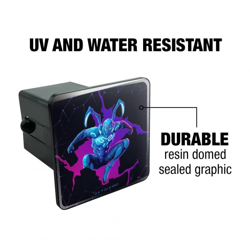 Blue Beetle Character Pose Tow Trailer Hitch Cover Plug Insert 2 Heavy Duty Abs Plastic With Uv Resistant Resin Top 3 X In