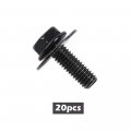 G-plus Body Bolt Screw Fastener Fender M6-1 0x 16mm Long- 10mm Hex- 17mm Washer Steel Black 20pcs