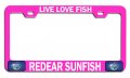 Live Love Fish Redear Sunfish Fishing Pink Metal License Plate Frame Heavy Duty Stainless Steel Tag Holder For Us And Canada 