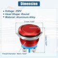 Uxcell 16 Mm Momentary Push Button Switch Metal Round Start Spst 1no Ac 250v Red
