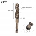 Uxcell Combination Drill And Tap Bit 1 4 Hex Shank 0 X 1 5 Metric Titanium Coated High Speed Steel 6542 Spiral Flute Drilling