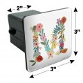 Letter M Floral Monogram Initial Tow Trailer Hitch Cover Plug Insert