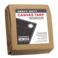 Cartman Finished Size 5x7 Feet Tan Canvas Tarp With Rustproof Grommets 12 Oz Heavy Duty Multipurpose Tarpaulin Cover For Canopy 