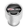 Ipick Image For Chevrolet Corvette C6 Z06 Black On Shining Silver Aluminum Tire Valve Stem Caps
