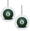 Set Of 2 Billiards Six 6 Pool Ball Solid Ceramic Fan Pulls 