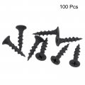 Uxcell 8 X 25 32-inch Wood Screws Phillips Flat Head Carbon Steel Self Tapping Black 100pcs