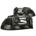 Auto Dynasty Smoked Housing Clear Corner Headlight W Bumper Lamps Tool Kit Compatible With Dodge Dakota Durango 97-04