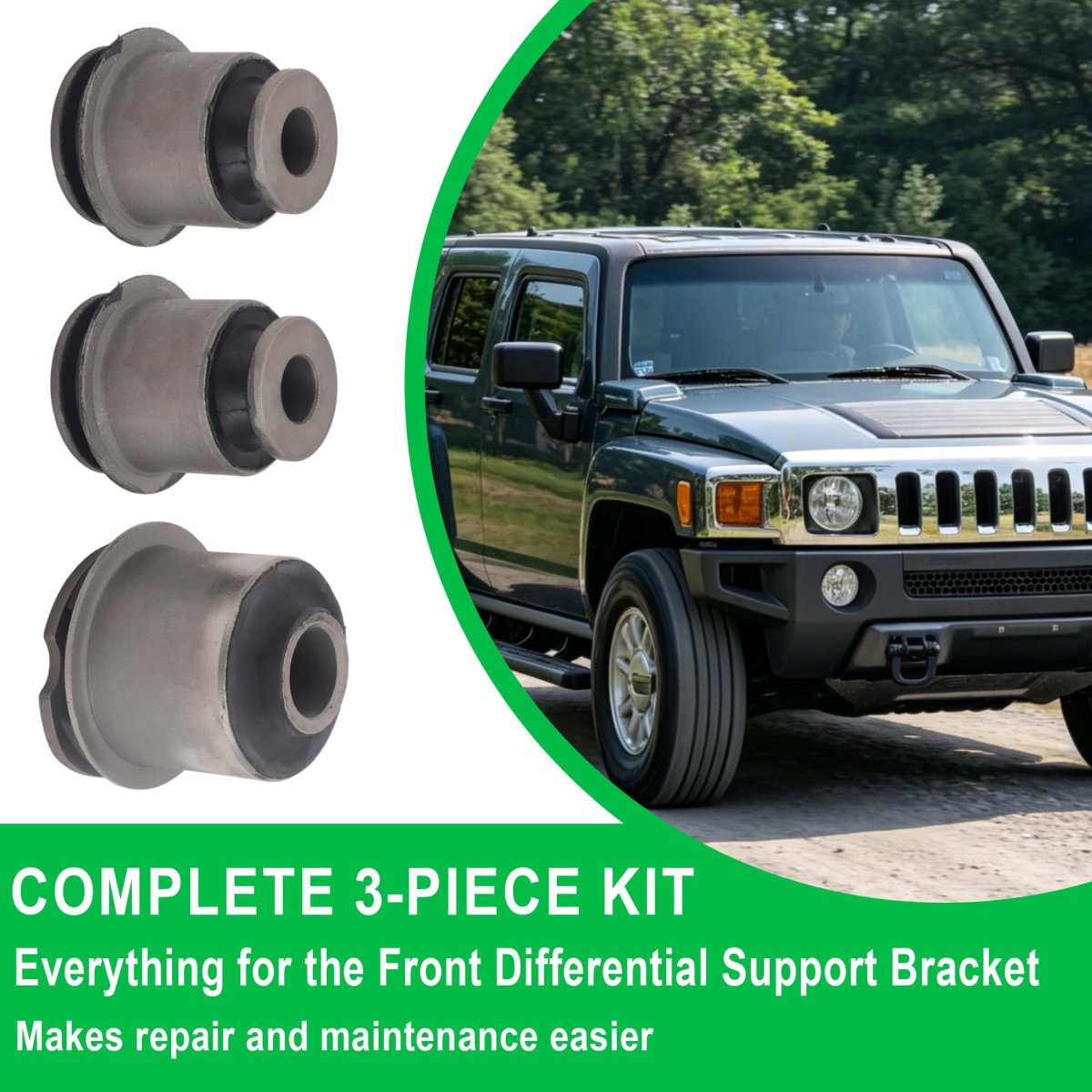 Hummer H3 H3t Front Differential Support Bracket Bushings Kit 3 Piece Mount Bushing Set Replace For 15773961 25872770 15856421