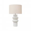 Creative Co-op Df6659 Stoneware Table Lamp With Linen Shade White Volcano Finish Lighting Portable 15 L X W 25 H 