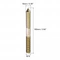 Uxcell M10x100mm Hanger Bolts 12pcs Double Head Thread Dowel Screws For Wood Furniture Connecting