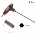 Uxcell 3mm Ball End Hex Key T-handle Wrench Spanner Metric S2 Steel 4 Pcs