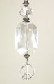 Rear View Mirror Car Accessory Ornament Silvery Peace Symbol Sign Faceted Clear Glass 