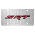 Dodge Jeep Srt In Red 3d Logo On Pattern Brushed Aluminum License Plate Official Licensed