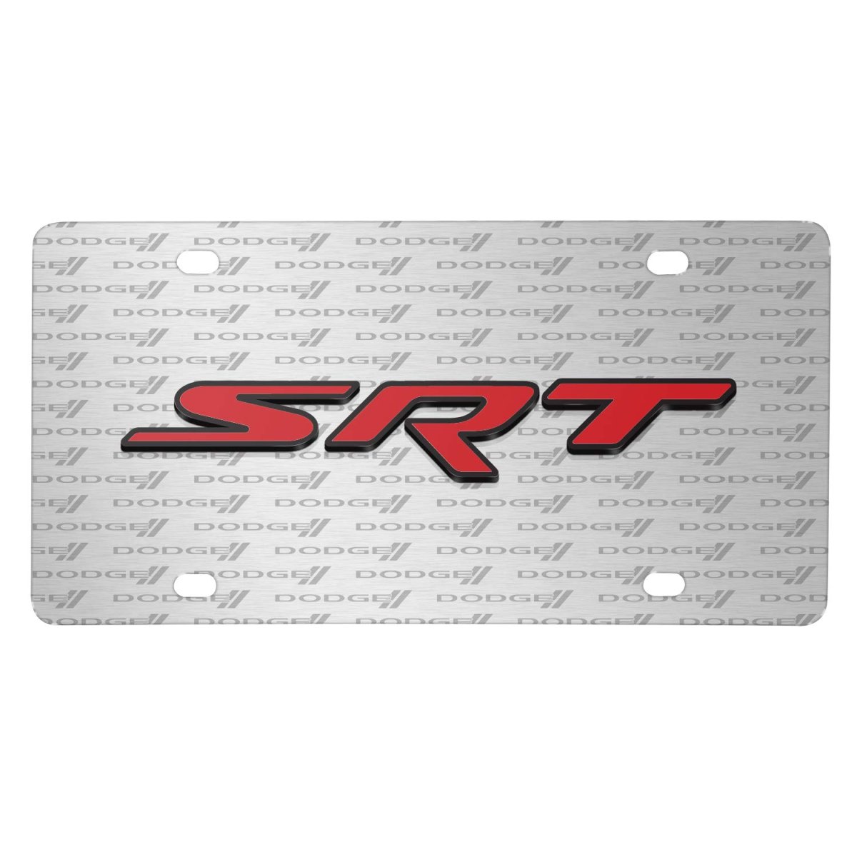 Dodge Jeep Srt In Red 3d Logo On Pattern Brushed Aluminum License Plate Official Licensed