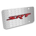 Dodge Jeep Srt In Red 3d Logo On Pattern Brushed Aluminum License Plate Official Licensed