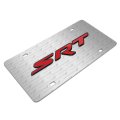 Dodge Jeep Srt In Red 3d Logo On Pattern Brushed Aluminum License Plate Official Licensed