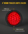 Partsam 10pcs 4 Inch Round Led Trailer Tail Lights Kit Red Waterproof 4 Brake Stop Turn Marker Sealed Flush Mount For Truck Rv