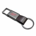 Ipick Image Made For Ford Focus St Brown Leather Strap Gunmetal Pull-out Metal Premium Key Chain