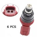 6pcs 1993-1996 Fits For Nissan 300zx 3 0 Red Side Feed Flow Matched 270cc Fuel Injectors 16600-53j00 16600-10y00
