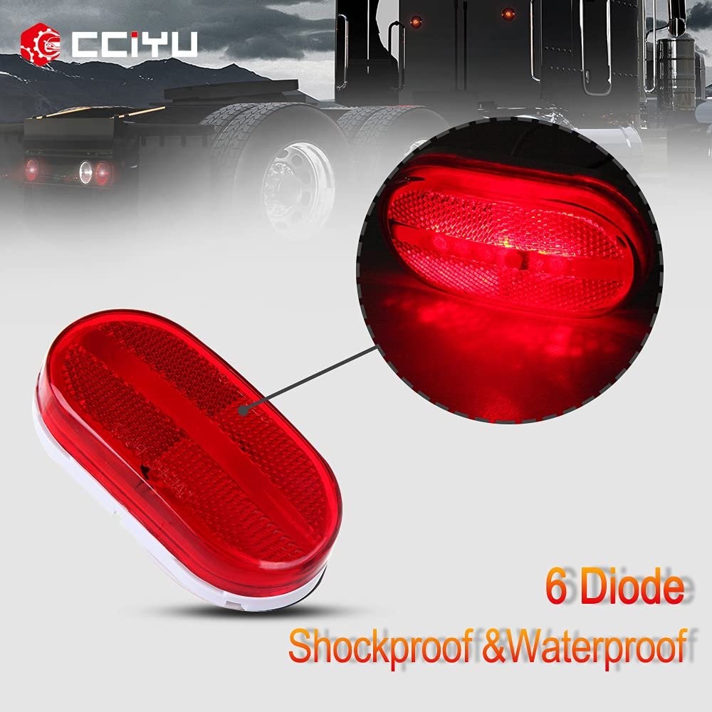 5 Pack 6 Led Rectangular Trailer Amber Side Marker Clearance Lights Waterproof Universal Mount Surface For Trucks Rvs And Vans