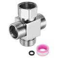 G1 2 Shower Diverter Valve 4 Way Stainless Steel Bidet Square Adapter Connector Hose Fitting Tee With Ptfe Tape For Angle Bath 
