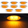 8 Pack Amber Led Side Marker Lights Waterproof Cab Roof Clearance Trailer Universal Surface Mount For Peterbilt Trucks 12 Volts 