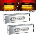 Partsam 2pcs 6 5 25led Side Marker Lights Chrome Stop Turn Tail Bar Indicator For Trailer Semi Truck Tractor Clear Lens Surface 
