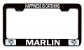 Happiness Is Catching Marlin Fishing Black Metal License Plate Frame Tag Holder J13 