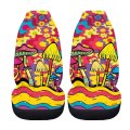 Pzz Beach Colorful Comic Mushroom Car Seat Covers For Girls Auto Decor Women Soft Durable Universal Fit Suv Van Sedan Gift 