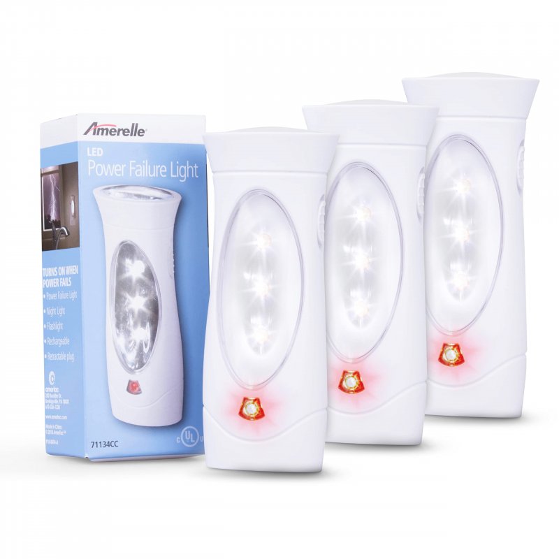 Led Emergency Lights For Home Power Failure 3 Pack Triple Function Plug In Flashlight Combo With Rechargeable Battery Storms