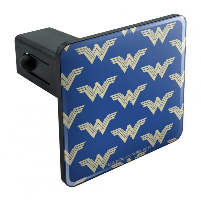 Wonder Woman Movie Blue Logo Pattern Tow Trailer Hitch Cover Plug Insert For 1 25 In Receivers Durable Black Abs Plastic With
