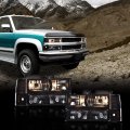 G-plus Headlights Assembly Compatible With 1994 1995 1996 1997 1998 1999 Gmc C1500 K1500 Yukon Bumper Headlamp Smokya Lensa A