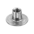 M5 T-nuts 50pcs Carbon Steel Tee Nut Round Base Weld Nuts 8mm Height Through Hole Flange Insert Female Thread Plate Dark Gray 