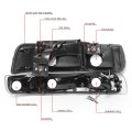 Led Drl Black Amber Corner Headlight W Bumper Lamps Tool Kit Compatible With Chevy Silverado 99-06