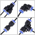 Pneumatic Pu Air Tubing Kit With 12 Pcs Quick Fittings For Hose Line Pipe 4mm Od 10 Meters Black 