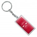 Happy Camper With Campfire Rectangle Keychain In Chrome Plated Metal