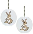 Set Of 2 Cute Tan Kangaroo Animal Ceramic Fan Pulls 