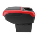 Keenso Car Armrest Storage Box Universal Abs Material Double Layer With 6 Usb Charging Ports For Suv Truck Red