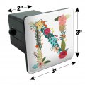 Letter N Floral Monogram Initial Tow Trailer Hitch Cover Plug Insert
