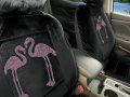Carscover Pink Flamingo Birds Crystal Diamond Bling Rhinestone Black Car Suv Truck Low Back Seat Covers