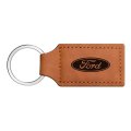 Ford Logo Rectangular Brown Leather Key Chain Official Licensed